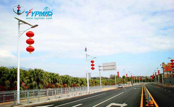 深圳大鵬鵬飛路風光互補路燈工程 風力發(fā)電機300W